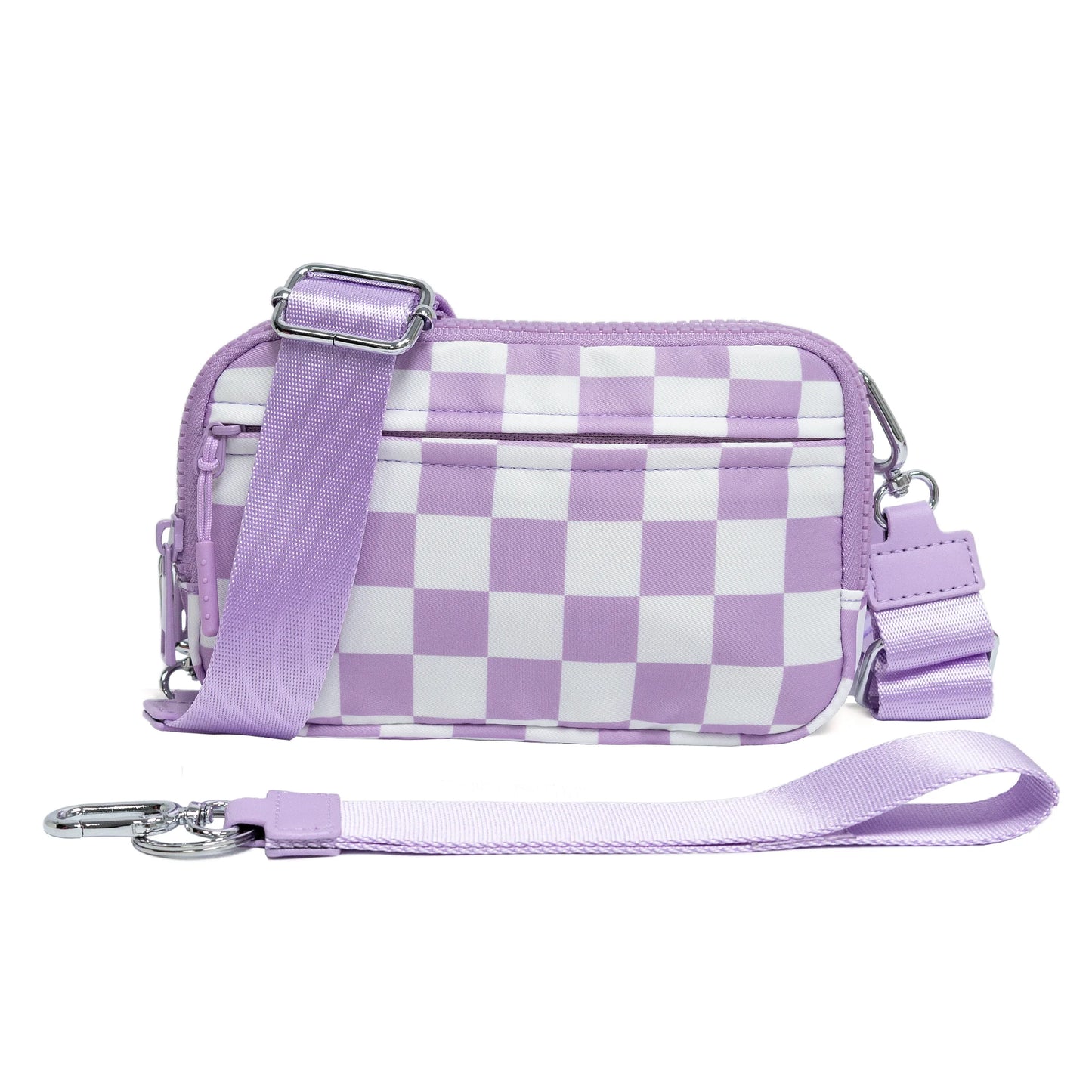 DOYOGI 3 In 1 Black and White Checkered Nylon Crossbody Bags for Women Purses and Handbags Women's Casual Messenger Bags