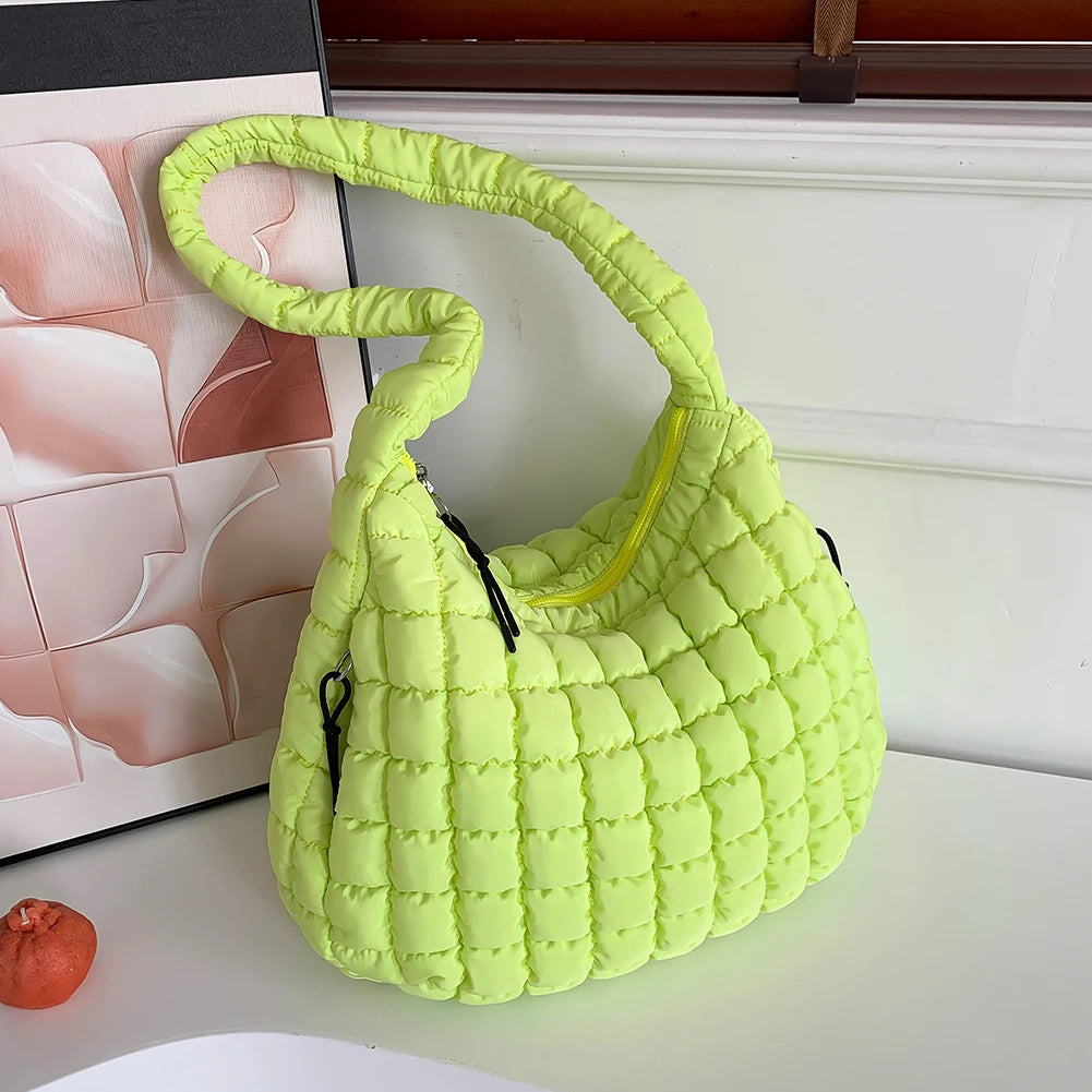 Women Cloud Hobo Bag Large Capacity Quilted Bubbles Crossbody Bag Solid Color Fashion Padded Sling Bag Messenger Bag