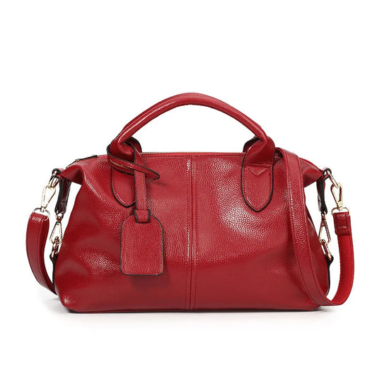 2023 Autumn/Winter Soft Leather Boston Bag – Elegant & Versatile Women's Shoulder & Crossbody Mini Handbag