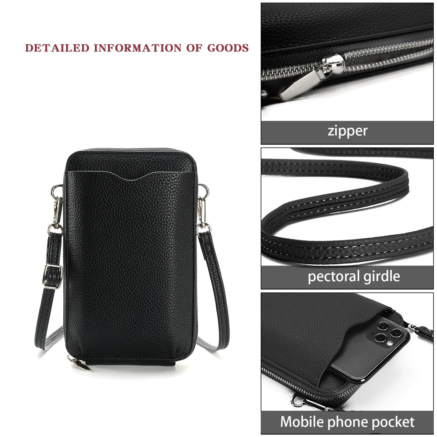 Crossbody Phone Bag Wallet small size Women's One Shoulder Adjustable Shoulder Strap, 6 Colors,