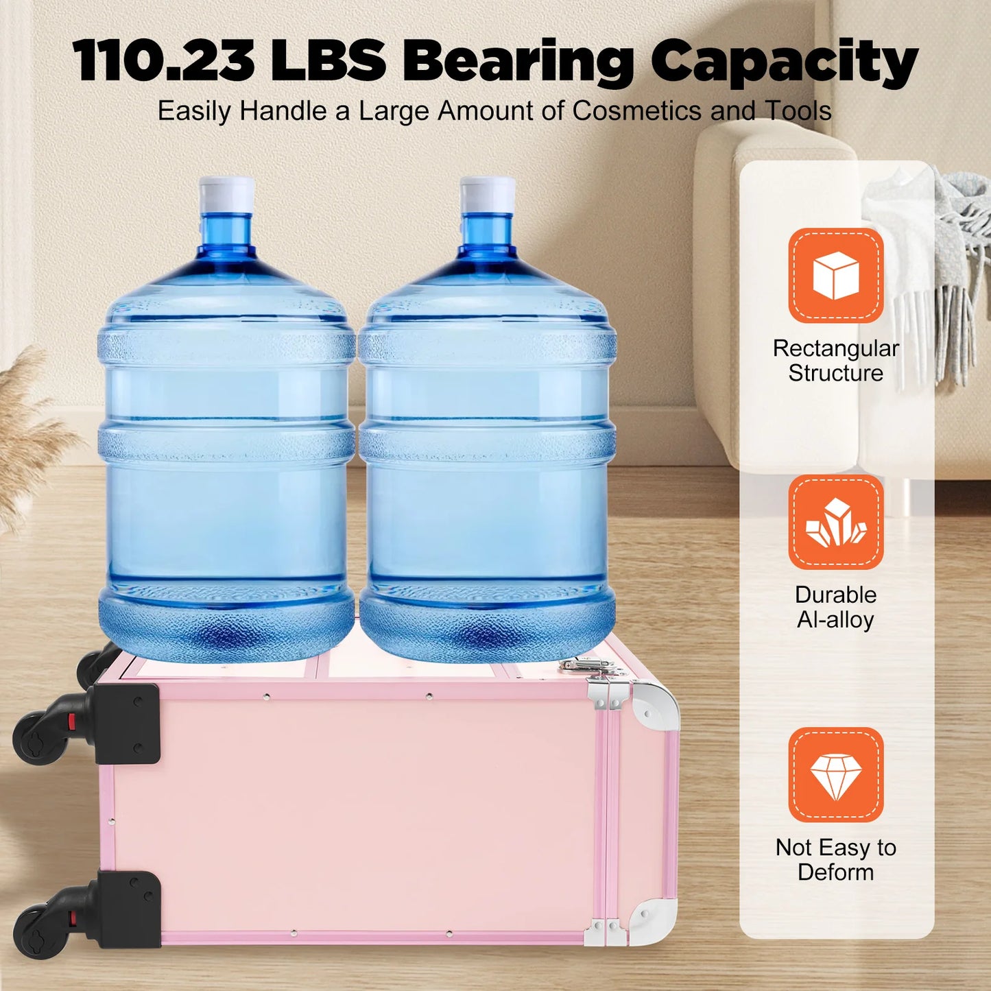 Makeup Rolling Train Case with Universal Wheels Pull Rod Manicure Tattoo Cosmetic Box Storage Bag