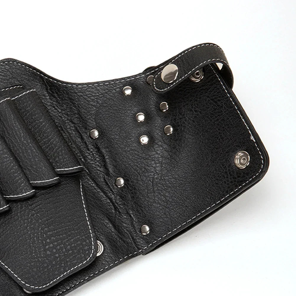 Retro Hair Stylist Waist Bag with Adjustable Belt Portable Barber Scissors Holster Bag Hairdressing Carrying Bag for Hairdresser