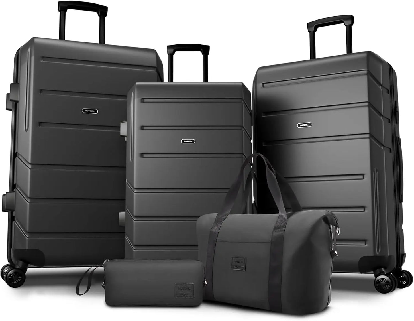 HOTEEL Premium 5-Piece Travel Set, Expandable Hardshell Luggage with Spinner Wheels, Complete Family Suitcase Collection