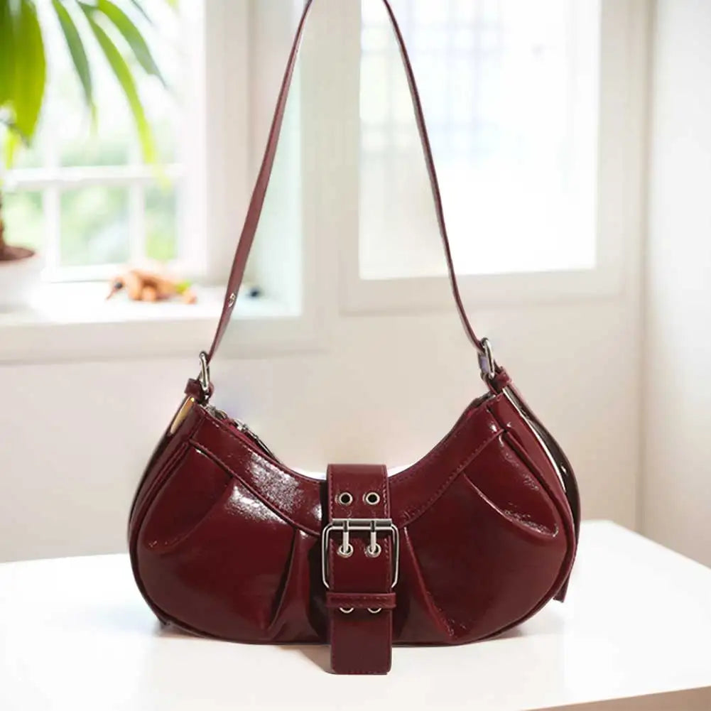 PU Leather Shoulder Bag with Adjustable Strap for Women Crossbody Bag Pleated Clutch Purse Underarm Purse for Travel Commuting
