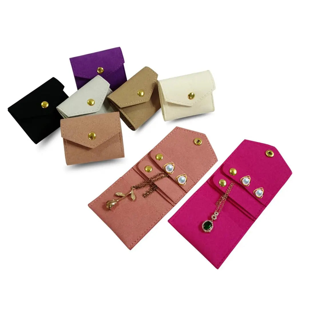Ultra Fine Fiber Multiple Solid Color Portable Multifunctional Mini Storage Bag Foldable Practical Jewelry Roll