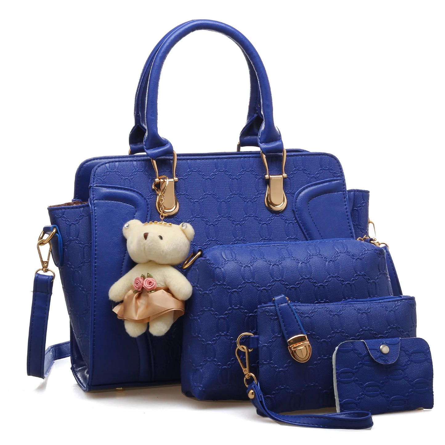 LadiesHandbag Set Top Handle Bags 4 Pieces Set inPULeather,ToteBagShoulderBagClutch andCardHolderSets forShoppingWorkTravel Gift