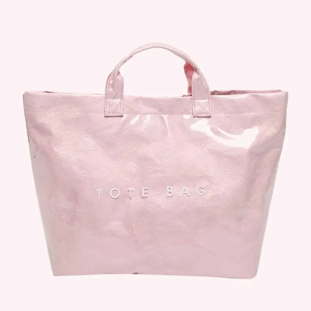 PVC Tote Bag Large Capacity Travel Shopping Bag Y2K Top Handle Bag for Women Work Shopping Travel