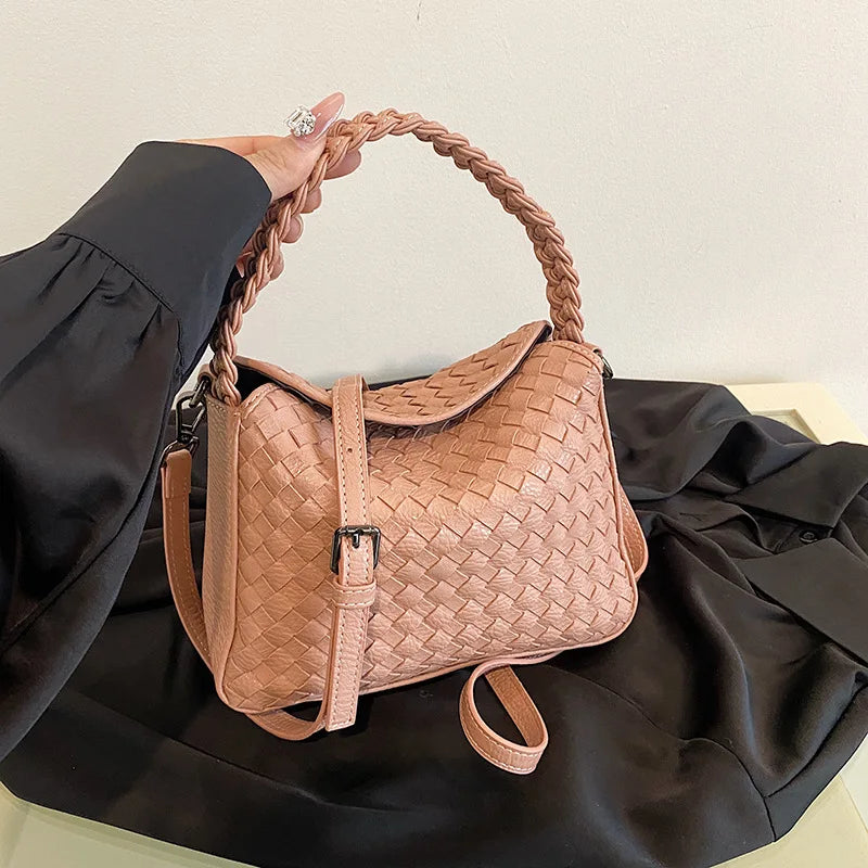 2025 Woven Crossbody Bag Large Capacity Women Boho Shoulder Purse Casual Tote