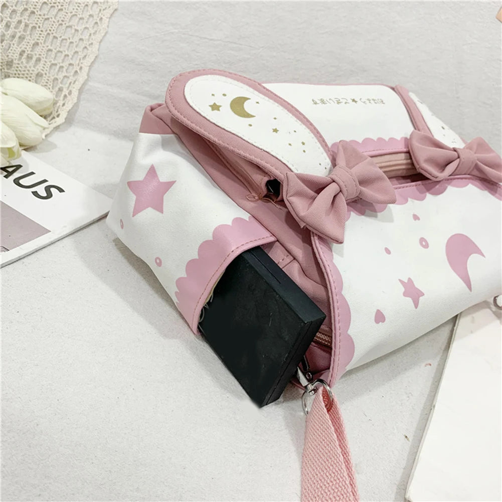 Women Kawaii Shoulder Bag Japanese Style Cute Rabbit Crossbody Bag Adjustable Strap Anime Satchel Bag Student Schoolbag