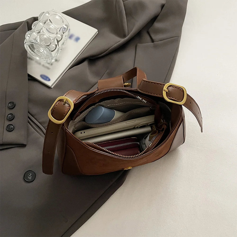 Women Suede Shoulder Bag Adjustable Strap Underarm Bag with Inner Pocket Messenger Bag Satchel Purse for Work Travel