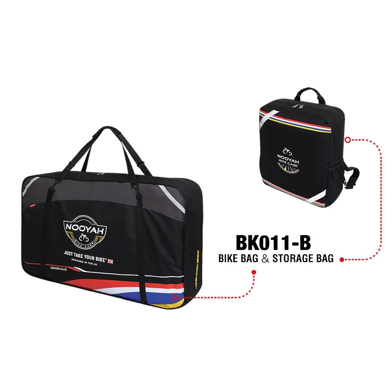 NOOYAH Bicycle Transport Bag Bike Travel Bag MTB Road Bike Protective Case 3 Layer Fabric Thickening Cycling 2 in 1 Foldable Bag