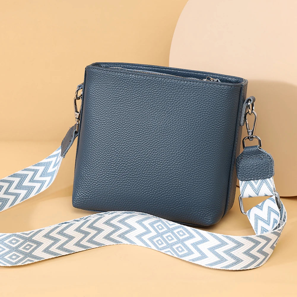 Genuine Leather Shoulder Bag Soft Trendy Crossbody Bag with Guitar Strap Designer Tote Bag Satchel Purse for Women
