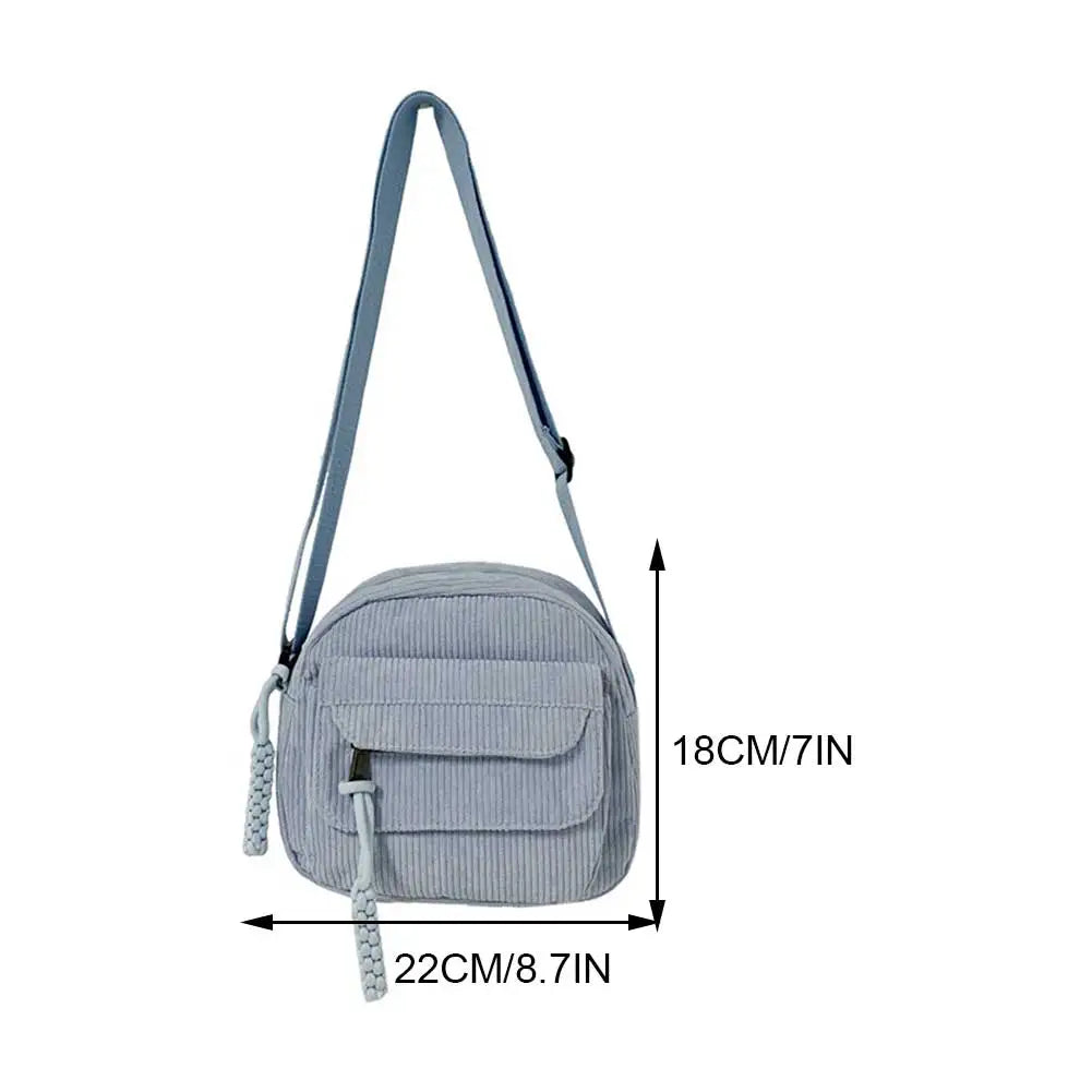 Women Corduroy Crossbody Bag Simple Multi Layer Shoulder Bag Versatile Small Square Bag Satchel Hobo Bag Travel Holiday Purse
