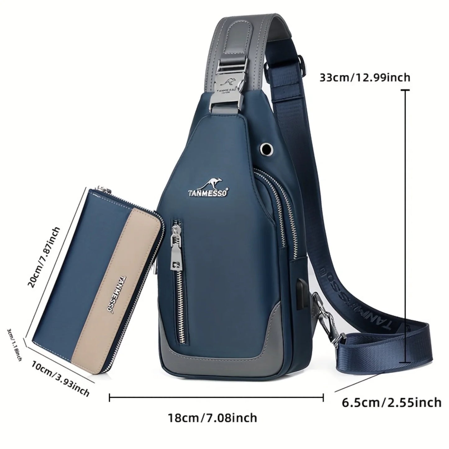 Trendy Street Style Crossbody Cycling Strap Bag With USB Charging Port, Men's And Women's Single Shoulder Bag For Travel & Hikin