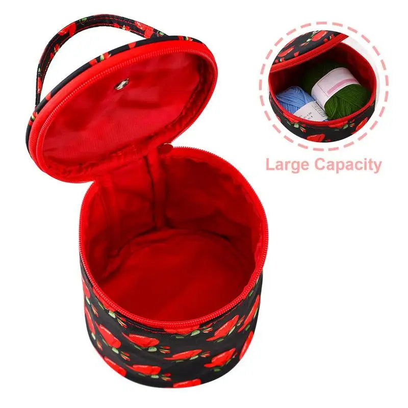 Knitting Project Bag Oxford Fabric Yarn Tote Bag With Zipper Yarn Storage Organizer Portable Yarn Barrel Bag For Yarn Balls