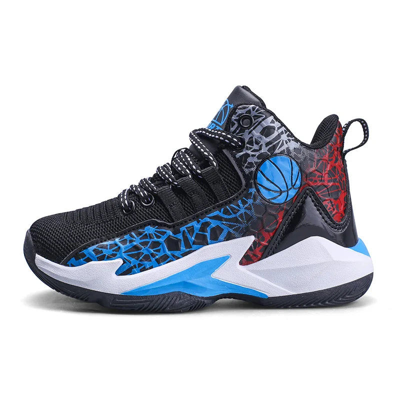 Children Primary School Junior High School Kid's Basketball Shoes Boy's Mesh Breathable Non-slip Sneakers