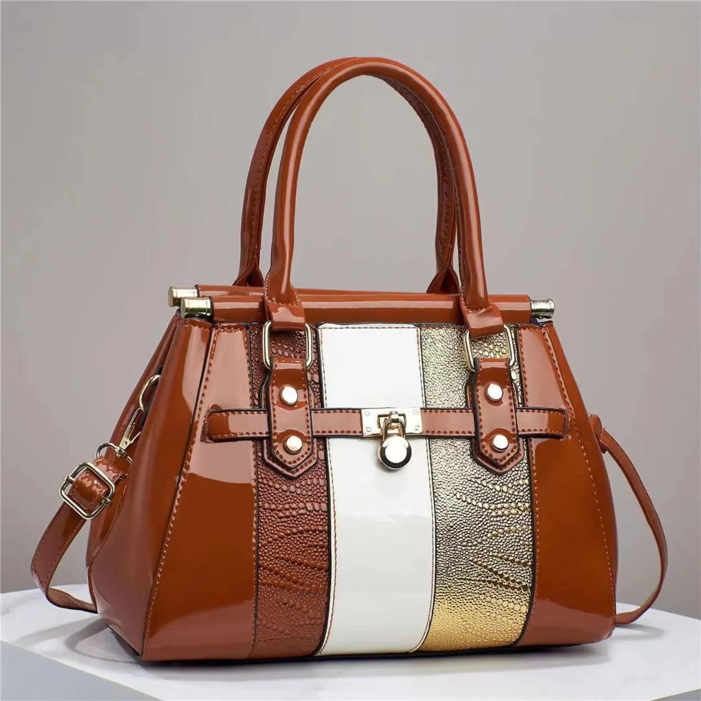 2023 arrivals glossy PU leather handbags women's purses tote bags ladies wholesale price