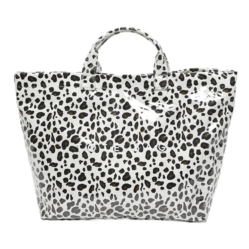 Leopard Print Fashion Tote Bag Large Capacity Trendy Carrying Bag Stylish Commuting Bag Shopping Bag Tote Handbag