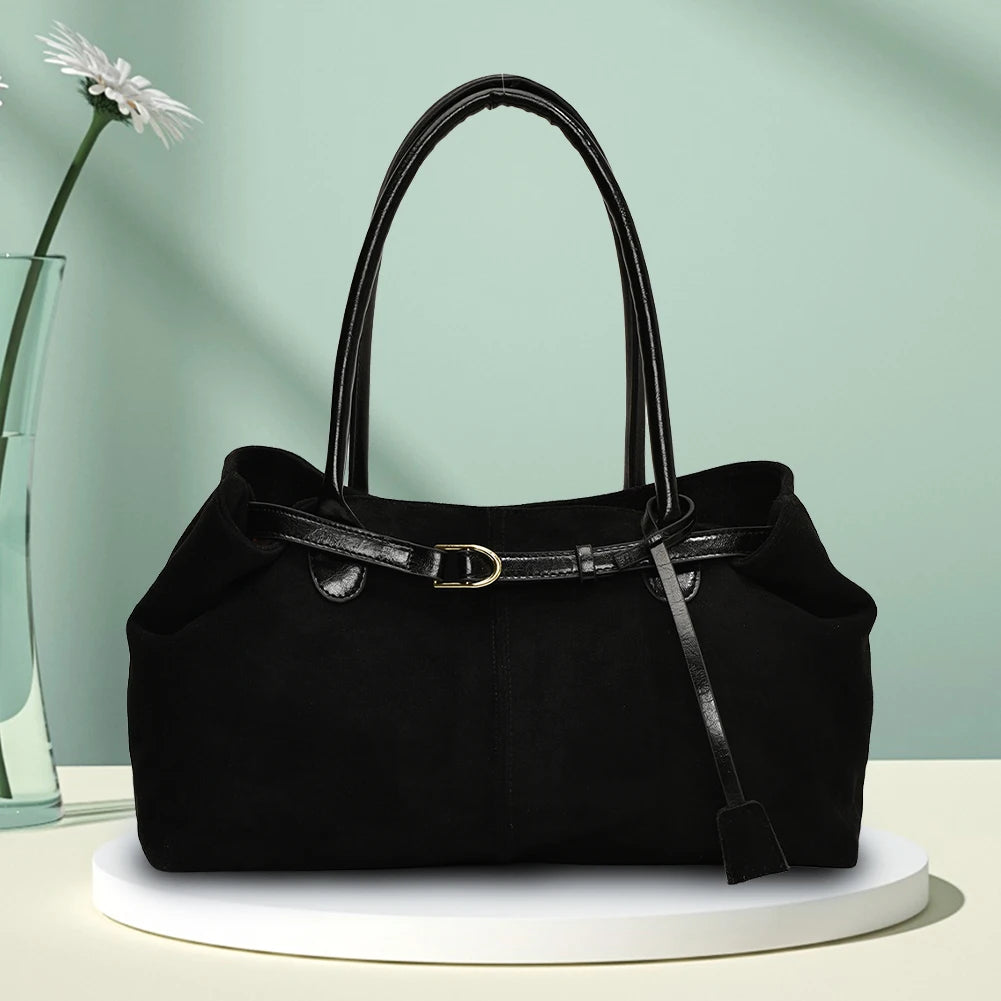 Women PU Fashion Shoulder Bag Solid Color Stylish Shoulder Purse Hasp Closure Simple Commuting Bag Trendy Work Bag