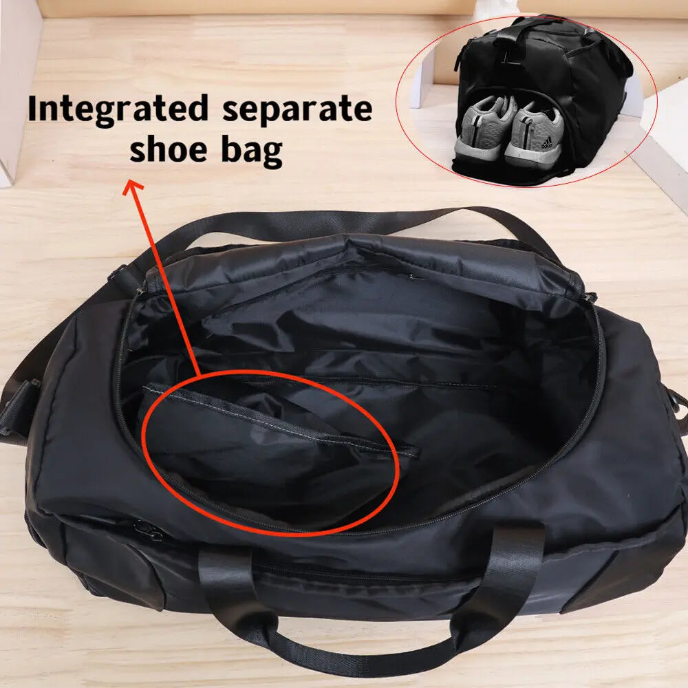 Large black sport gym tote new duffle bag travel work gear bag