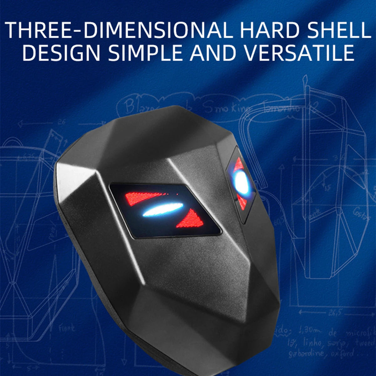Motorcycle LED Screen Display Hard Shell Backpack Black Carbon Fiber DIY Eyes Riding Helmet Storage Bag Large Capacity Backpack