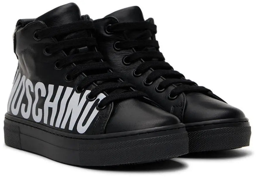 Moschino | Kids Black Leather High Sneakers