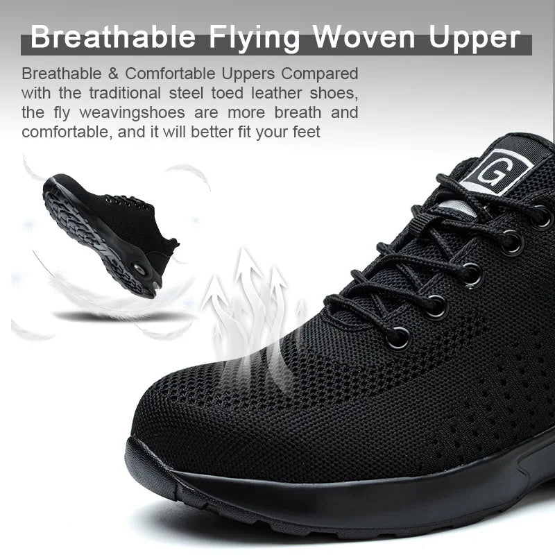 Industrial Steel Toe Safety Shoes Mens Lightweight Breathable Work Boots Anti-smash Puncture Resistant Construction Work Shoes