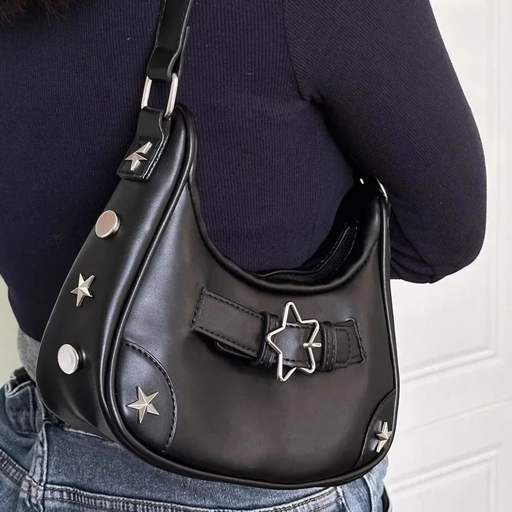 Women Casual Handbag Fashion PU Star Small Shoulder Bag Retro Classic Purse Clutch Bag Trendy Bag for Daily Office Use Sling Bag