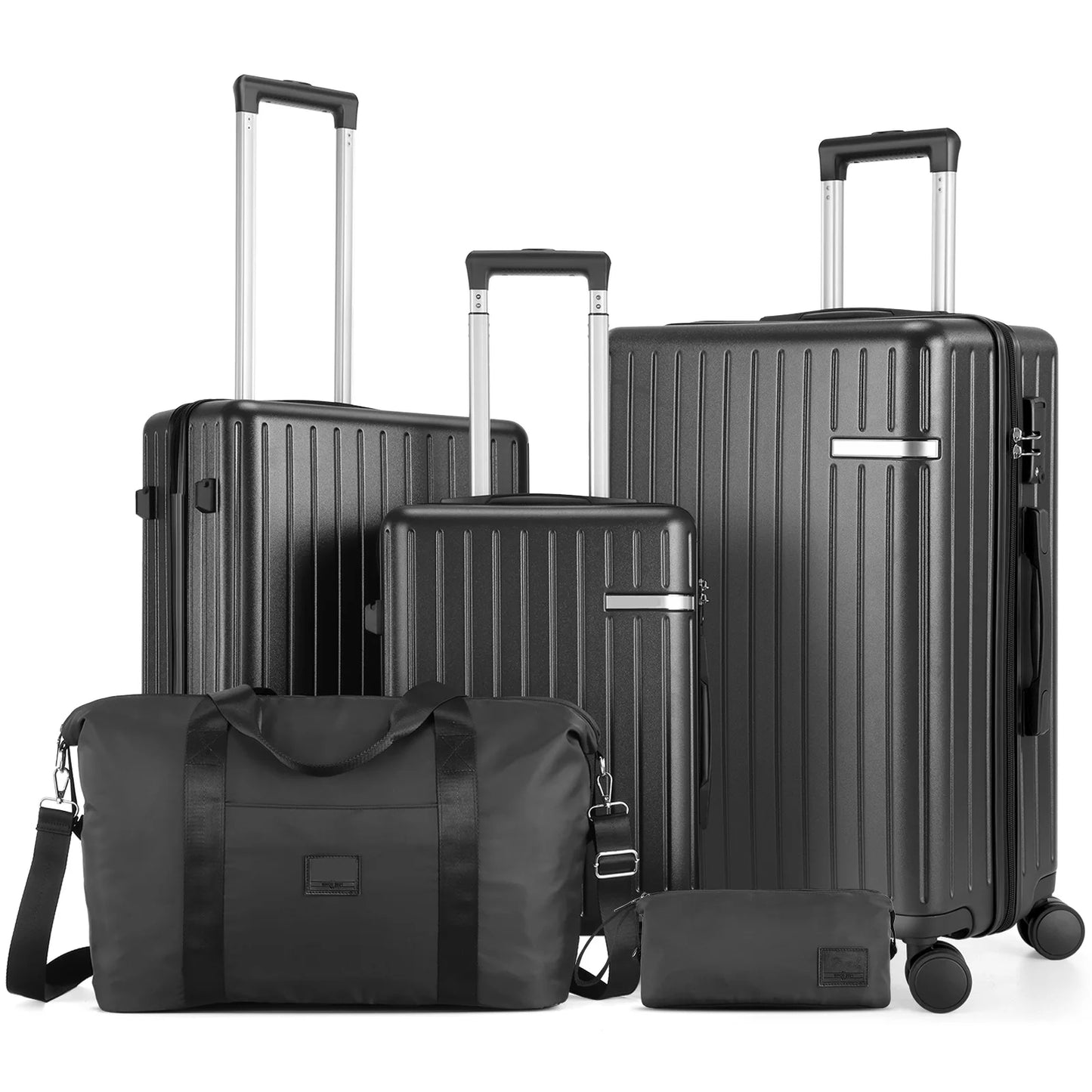 Carry on Luggage Sets 5 Piece ABS PC Suitcases with Wheels Hardshell 20/24/28 inch Luggage with Duffel Bag Travel Bag