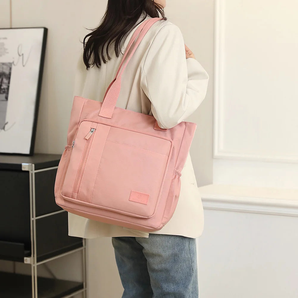 Women Single Shoulder Bag Large Capacity Shopping Bag Multi-pockets Stylish Shoulder Purse Waterproof Outdoor Travel Bag