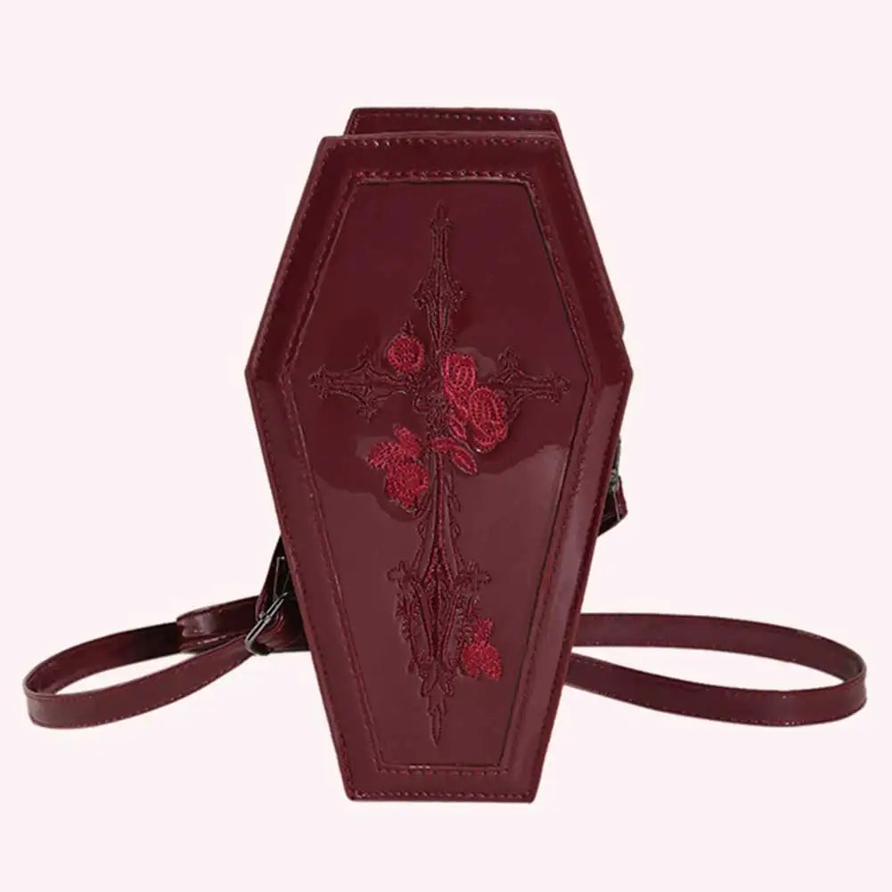 Women Coffin Satchel Purse Cartoon Gothic Crossbody Bag Versatile Rose Crossbody Pouch Y2K Cellphone Bag Halloween Purse