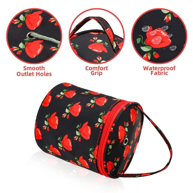Knitting Project Bag Oxford Fabric Yarn Tote Bag With Zipper Yarn Storage Organizer Portable Yarn Barrel Bag For Yarn Balls