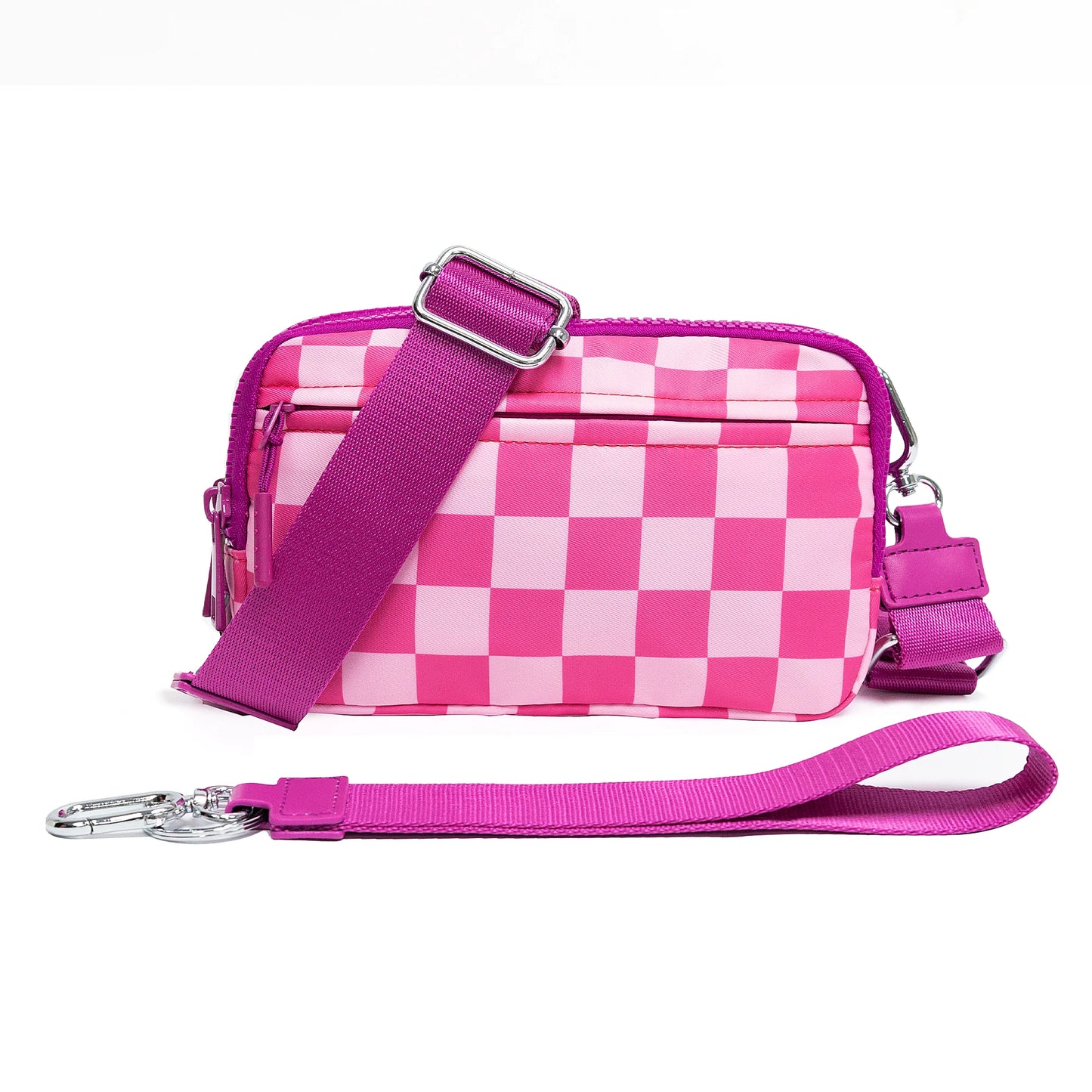 DOYOGI 3 In 1 Black and White Checkered Nylon Crossbody Bags for Women Purses and Handbags Women's Casual Messenger Bags
