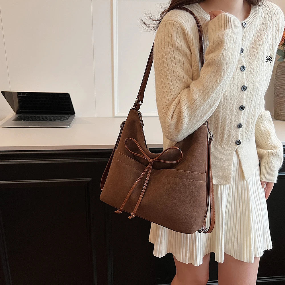 Women Suede Shoulder Bag with Inner Pocket Hobo Bag Zipper Closure Crescent Bag Clutch Purse for Shopping Work Travel