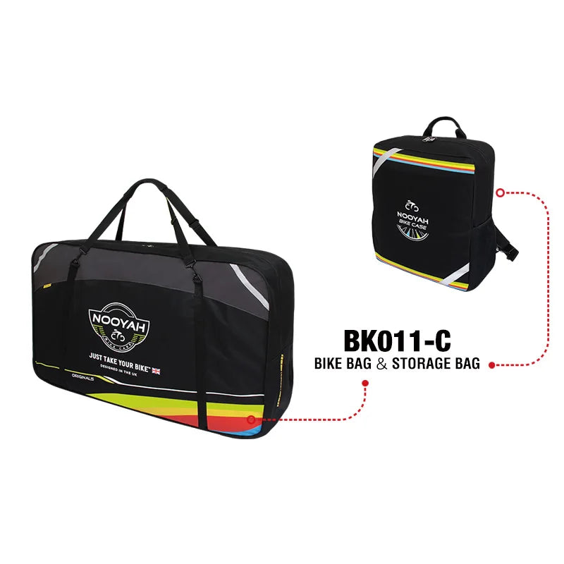 NOOYAH Bicycle Transport Bag Bike Travel Bag MTB Road Bike Protective Case 3 Layer Fabric Thickening Cycling 2 in 1 Foldable Bag