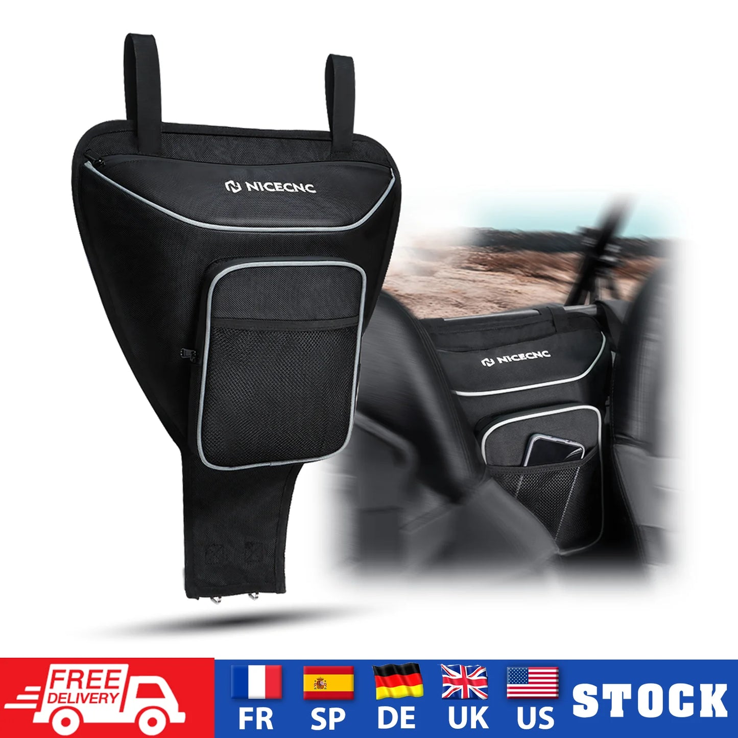 NICECNC UTV Cab Center Seat Bag For Polaris RZR XP 1000 2014-2020 RZR 570 800 900 S Ranger570 Ranger800