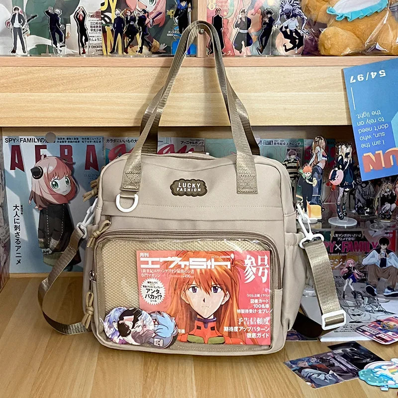 Y2K Japanese Preppy Style Shoulder Crossbody Bag New Nylon School Bags for Teenage Girls Transparent Itabag Backpacks Ita Bag