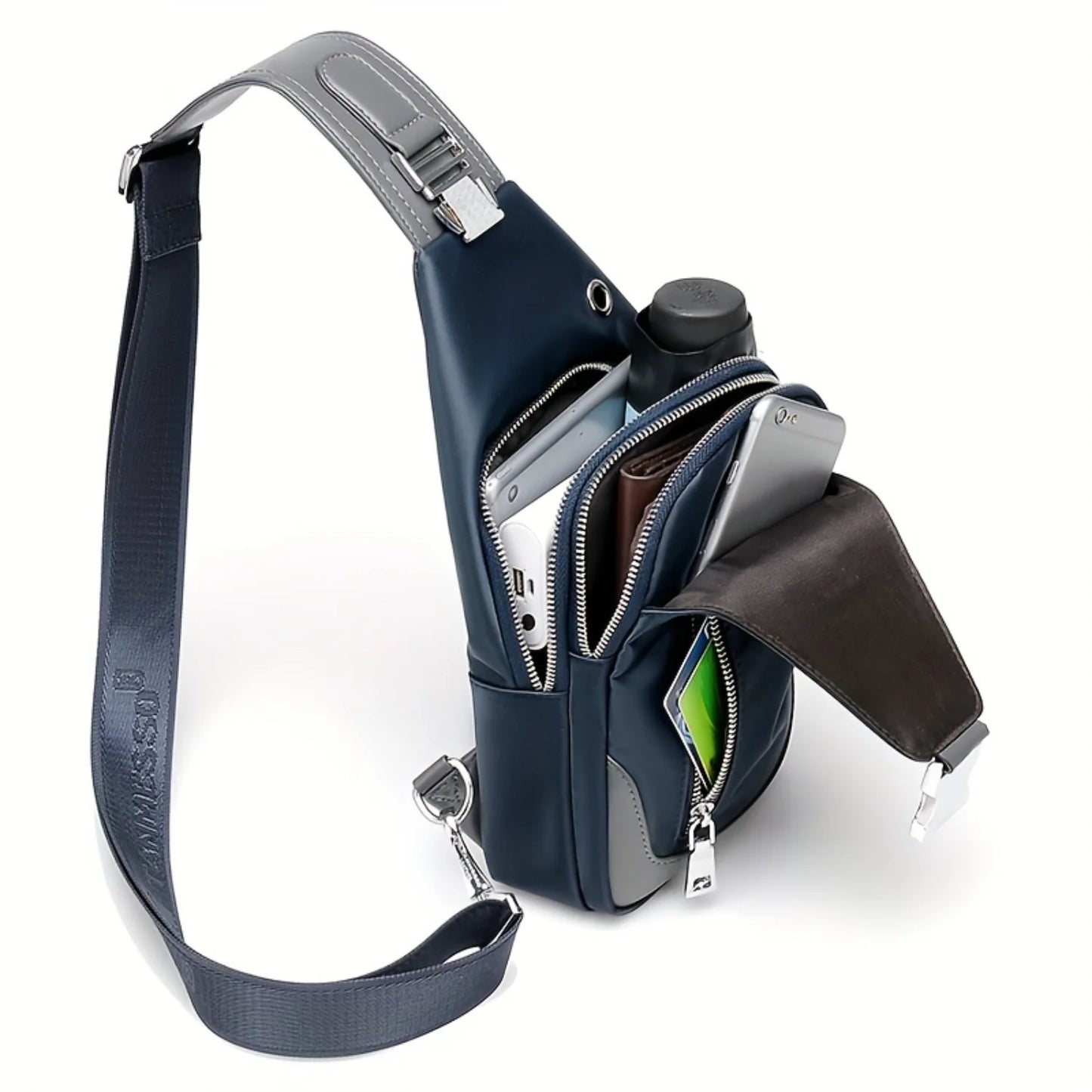 Trendy Street Style Crossbody Cycling Strap Bag With USB Charging Port, Men's And Women's Single Shoulder Bag For Travel & Hikin