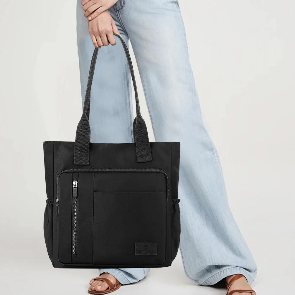 Women Single Shoulder Bag Large Capacity Shopping Bag Multi-pockets Stylish Shoulder Purse Waterproof Outdoor Travel Bag