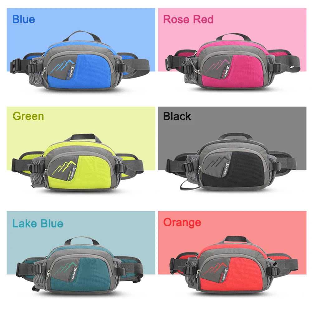 Fanny Pack Running Belt Purse Phone Pouch Women Men Bum Bag Nylon with Bottle Holder Waterproof for Running Hiking for Hydration