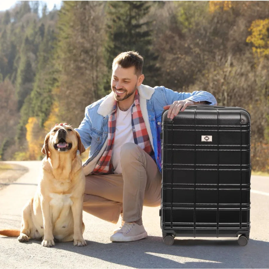 Luggage Sets ABS+PC Hardshell 4pcs Luggage Hardside Lightweight Durable Suitcase sets Spinner Wheels Suitcase with TSA Lock 12