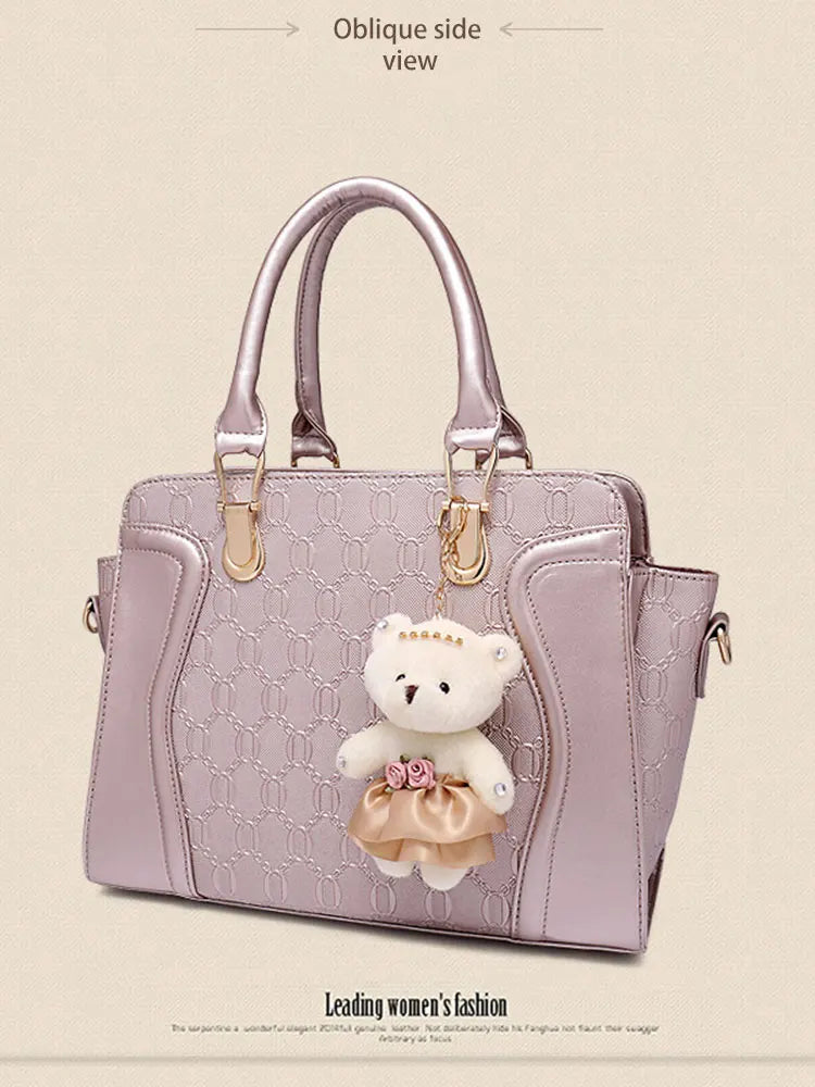 LadiesHandbag Set Top Handle Bags 4 Pieces Set inPULeather,ToteBagShoulderBagClutch andCardHolderSets forShoppingWorkTravel Gift