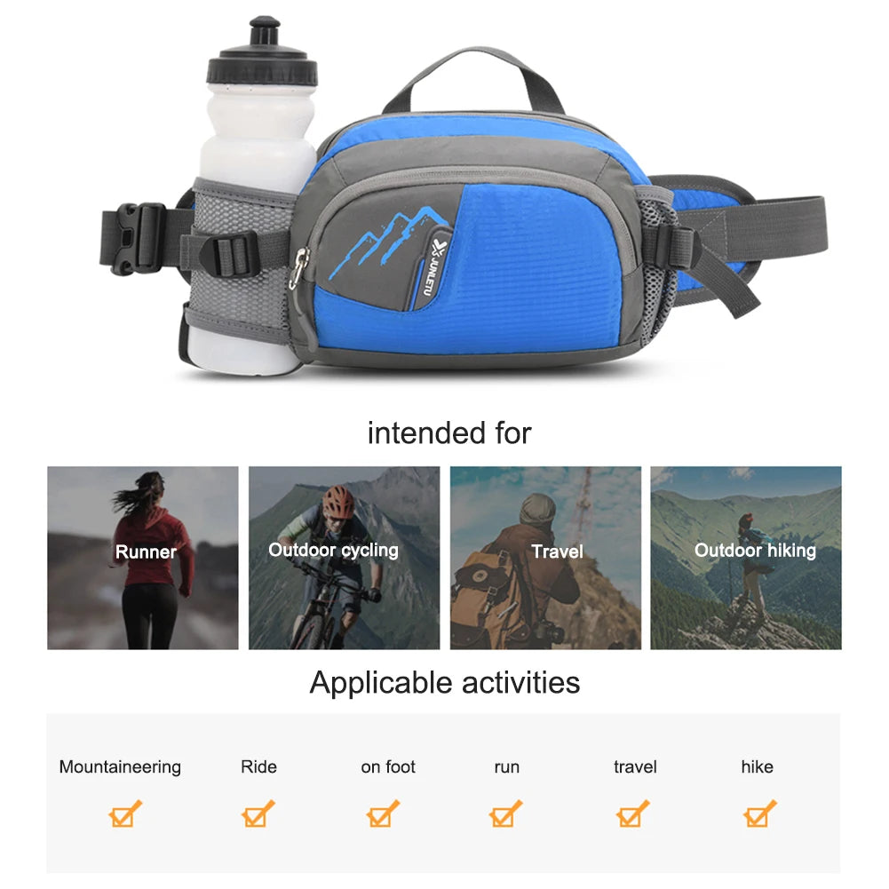 Fanny Pack Running Belt Purse Phone Pouch Women Men Bum Bag Nylon with Bottle Holder Waterproof for Running Hiking for Hydration
