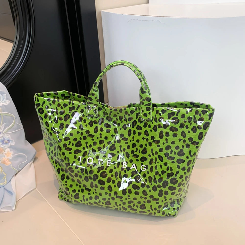 Leopard Print Fashion Tote Bag Large Capacity Trendy Carrying Bag Stylish Commuting Bag Shopping Bag Tote Handbag