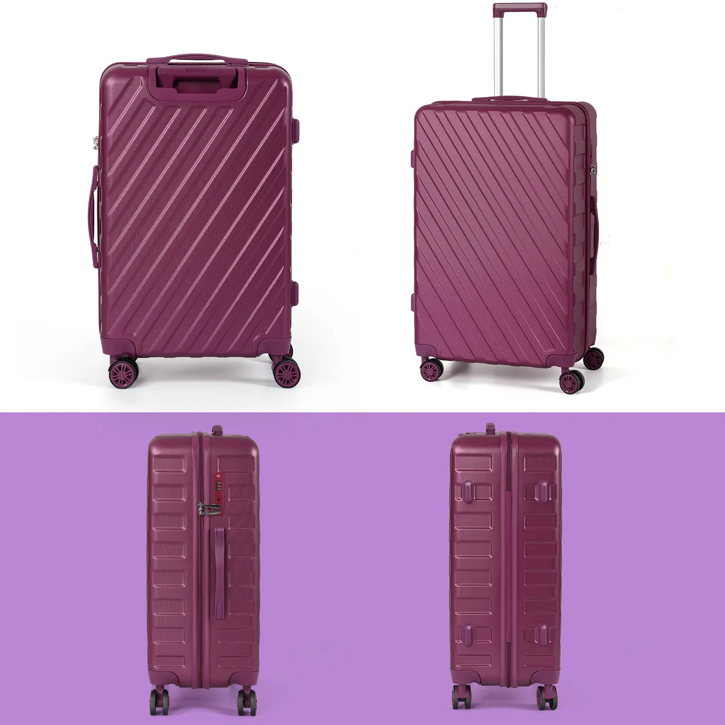 Luggage 5 Piece Set w/TSA Lock Spinner Wheels Carry on Hardshell Travel Suitcase