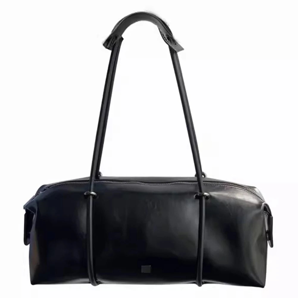 Women Casual Clutch Handbag Large Capacity PU Boston Pillow Bag Mini Clutch Purse Solid Color Zipper Closure for Outdoor Travel