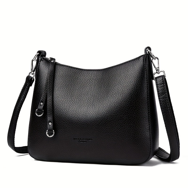 Women's Soft Synthetic Leather Tote Bag with Adjustable & Detachable Strap, Zipper Closure - Minimalist Elegant Design for Commuting, Shopping, Work - Available in Black, Khaki, Gray, Red, Shopping Handbag, Sleek Modern Handb