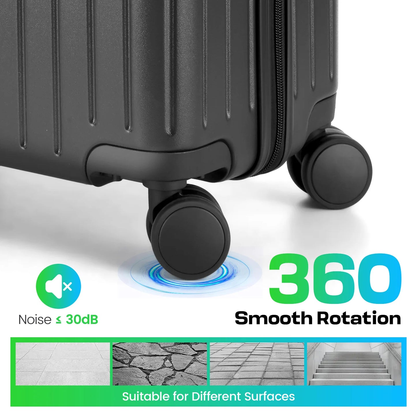 3 Piece Luggage Set with TSA Lock, Hardshell Carry-on Suitcase with Spinner Wheels, Travel Collection with Duffel & Toiletry Bag