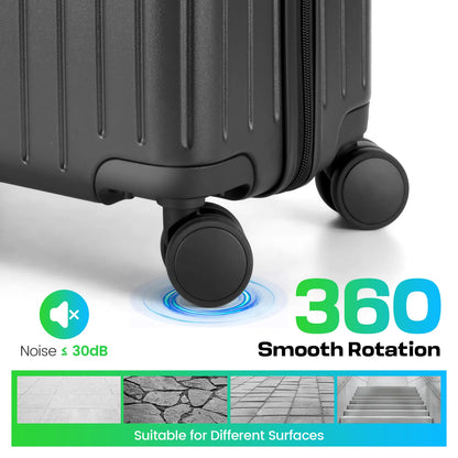 3 Piece Luggage Set with TSA Lock, Hardshell Carry-on Suitcase with Spinner Wheels, Travel Collection with Duffel & Toiletry Bag