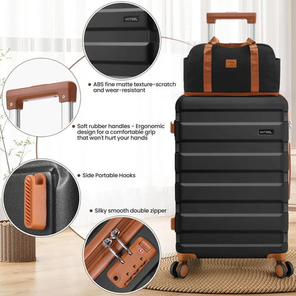 5Piece Carry On Luggage Set With Spinner Wheel ABS Hardshell With TSA Lock 20/24/28"Lightweight Suitcase Toiletry Bag Duffel Bag